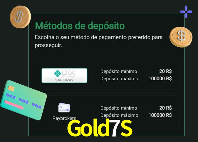 O cassino Gold7S oferece uma grande variedade de métodos de pagamento